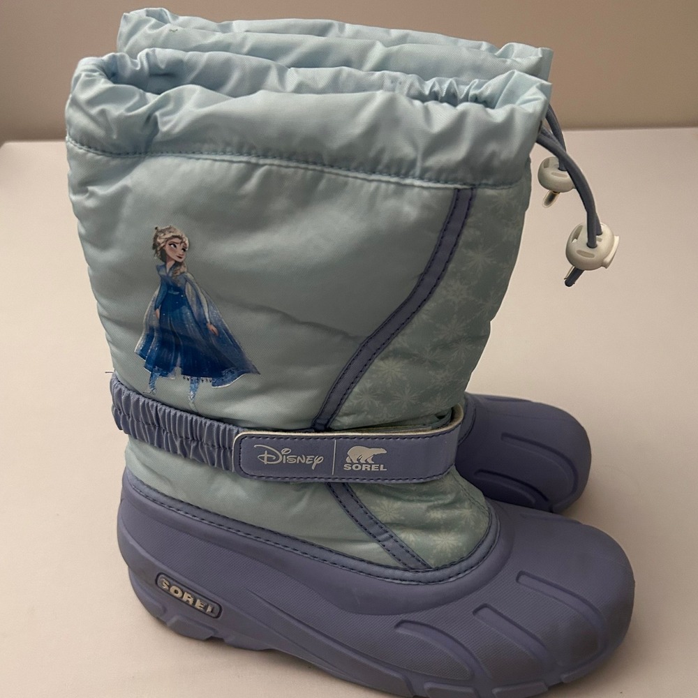 Sorel Snow Boots Disney Frozen 2 Elsa Kids Size‎ 5 Blue Purple Waterproof Winter